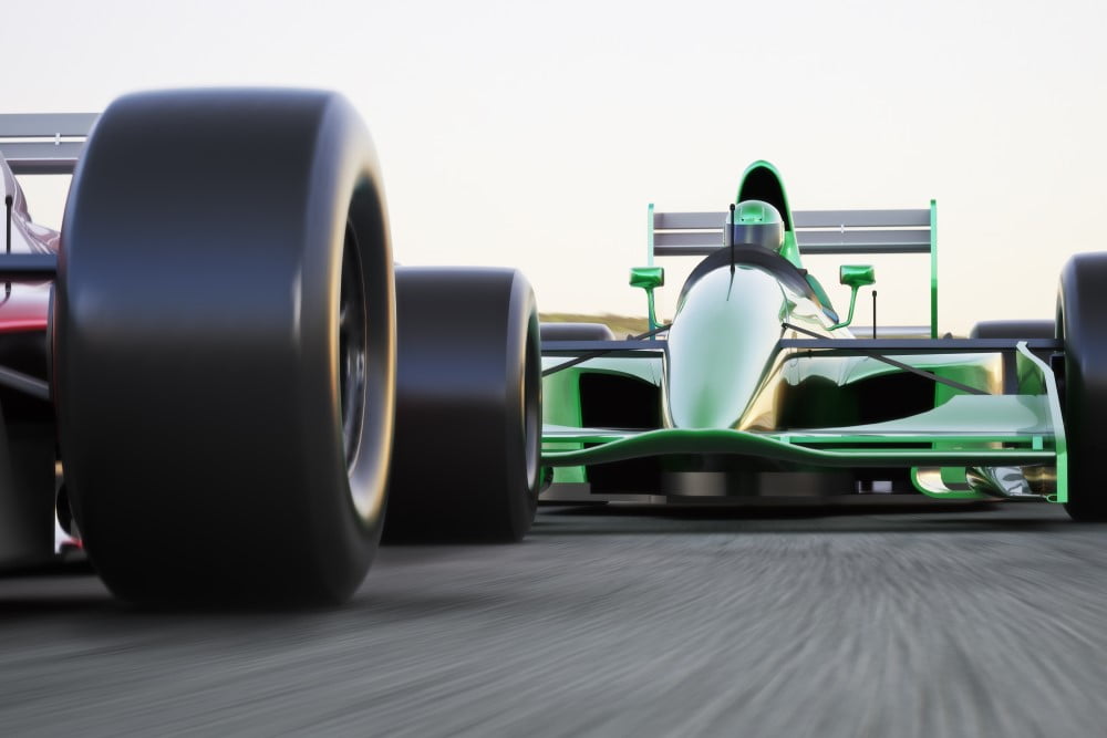 Grøn Formel-1 racer